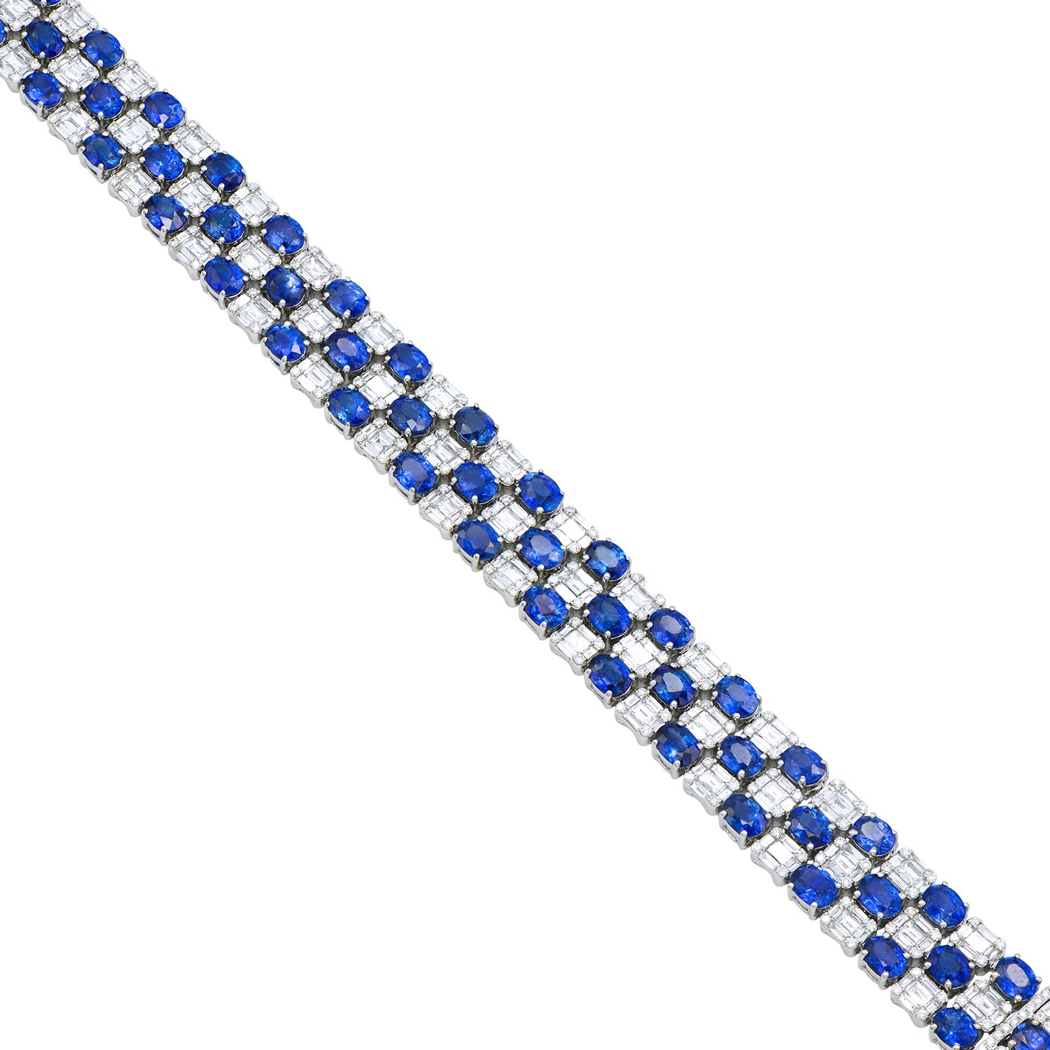 18K White Gold Blue Sapphire Bracelet, 22.38ct