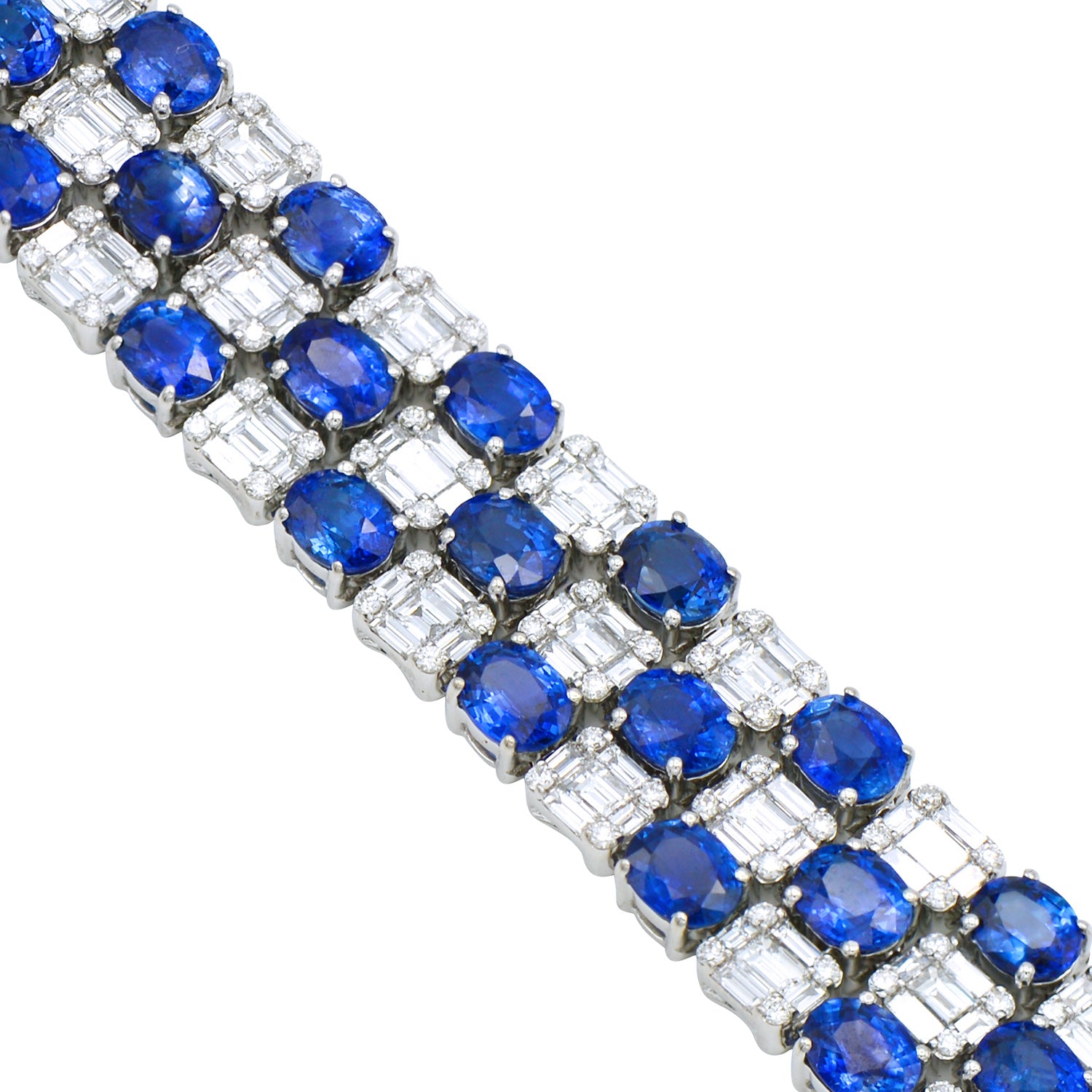 18K White Gold Blue Sapphire Bracelet, 22.38ct