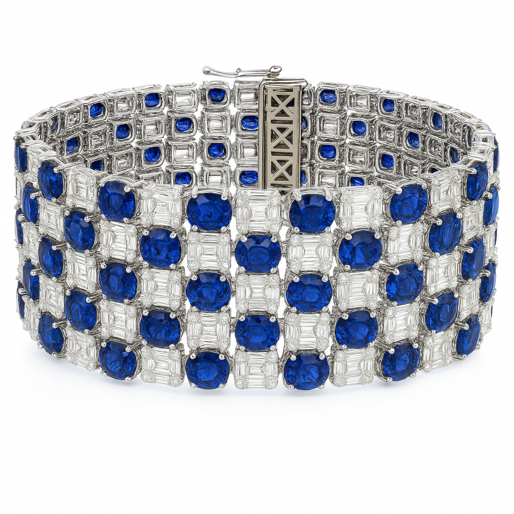 18K Blue Sapphire Diamond Bracelet, 34.72ct
