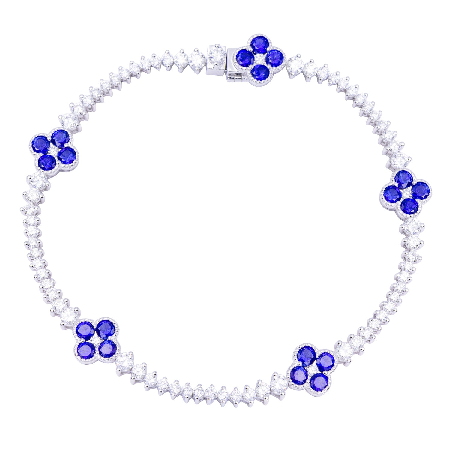 18K White Gold Blue Sapphire Bracelet, 2.7ct