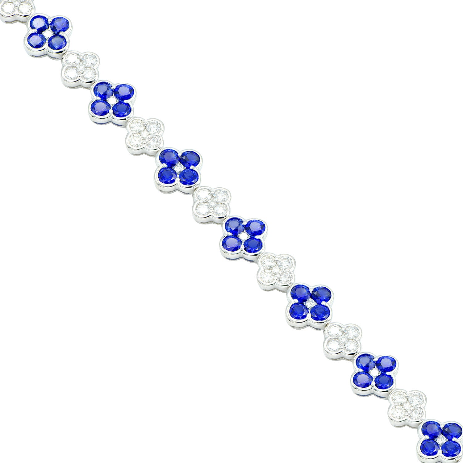 18K White Gold Blue Sapphire Diamond Bracelet, 5.98ct