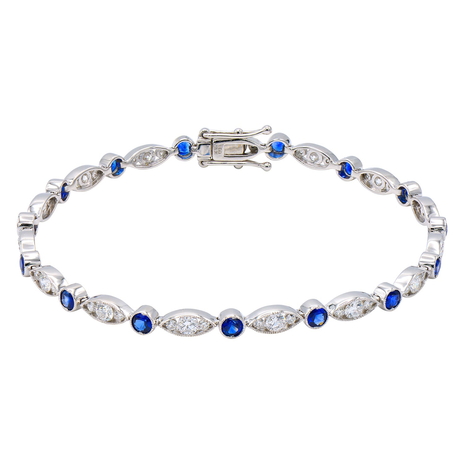 18K White Gold Sapphire Diamond Bracelet, 1.64ct
