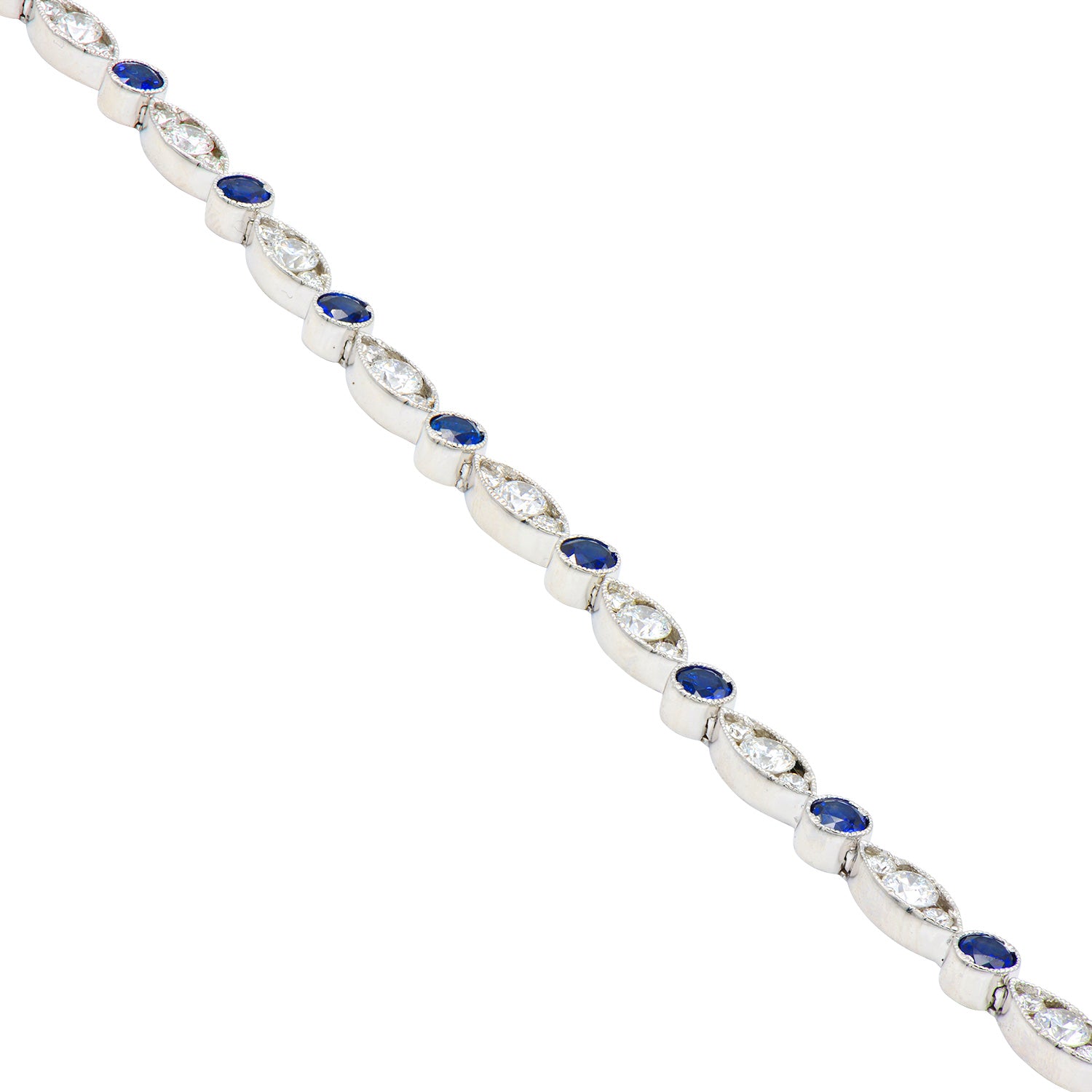 18K White Gold Sapphire Diamond Bracelet, 1.64ct