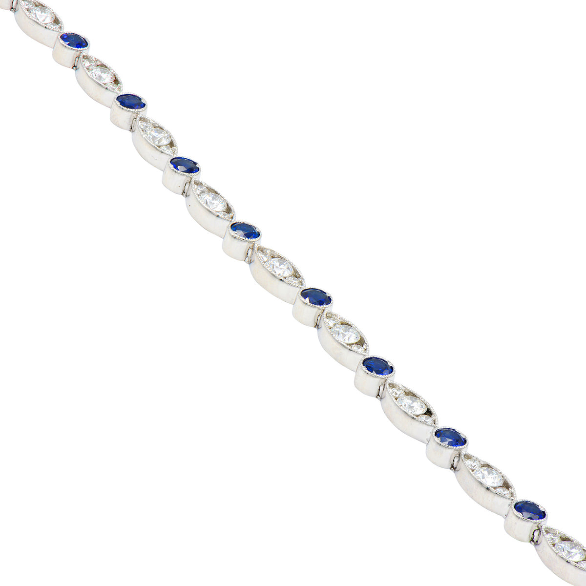 18K White Gold Sapphire Diamond Bracelet, 1.64ct