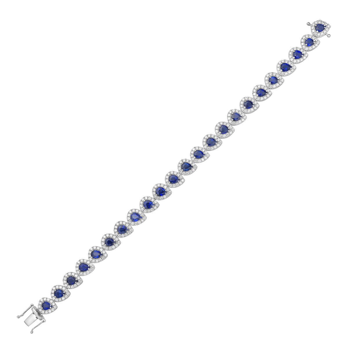 18K White Gold Blue Sapphire Diamond Bracelet, 8.98ct