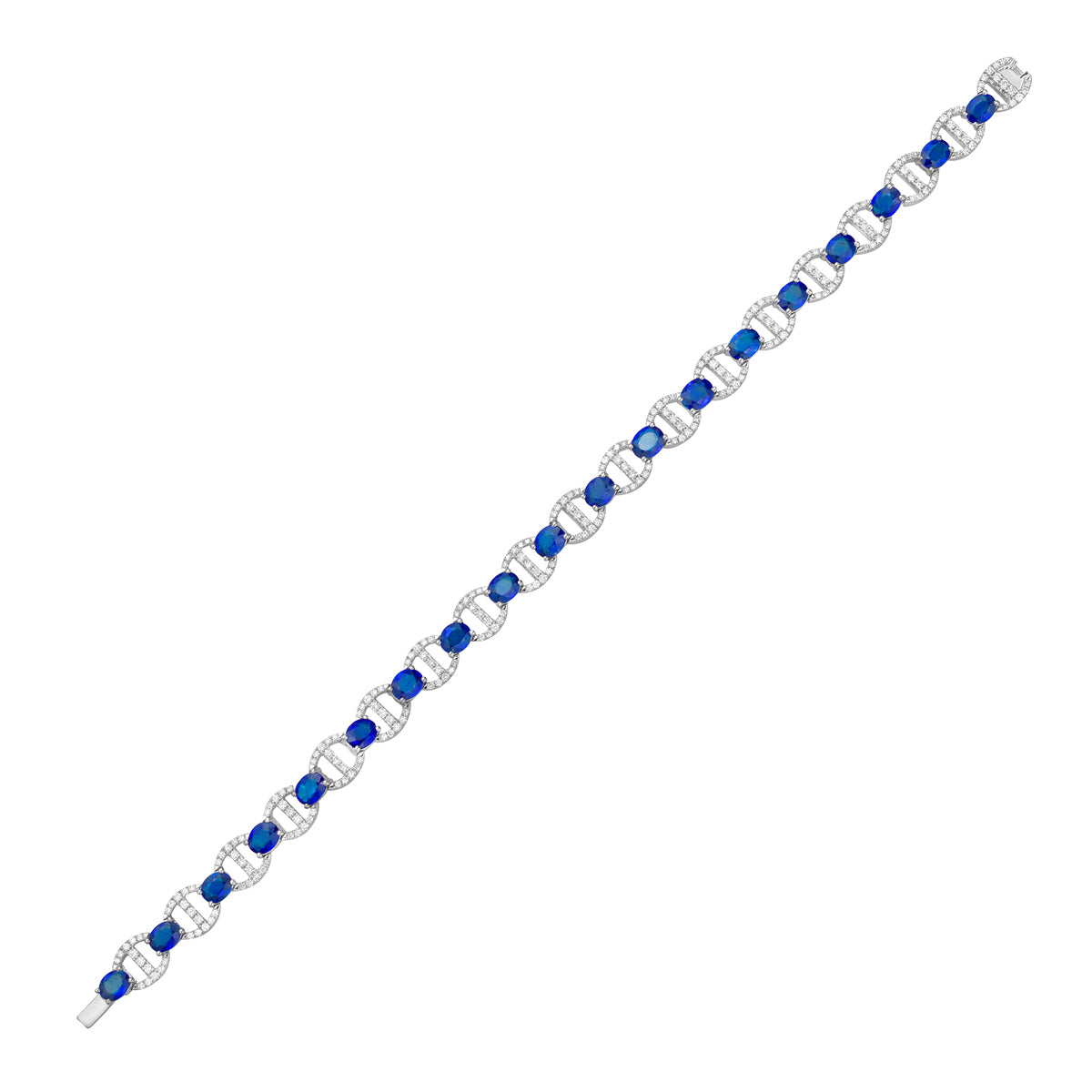18K White Gold Blue Sapphire Diamond Bracelet, 8.52ct
