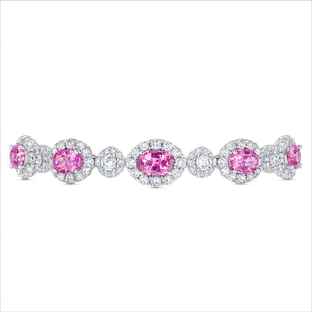 18K White Gold Pink Sapphire Bracelet, 9.65ct