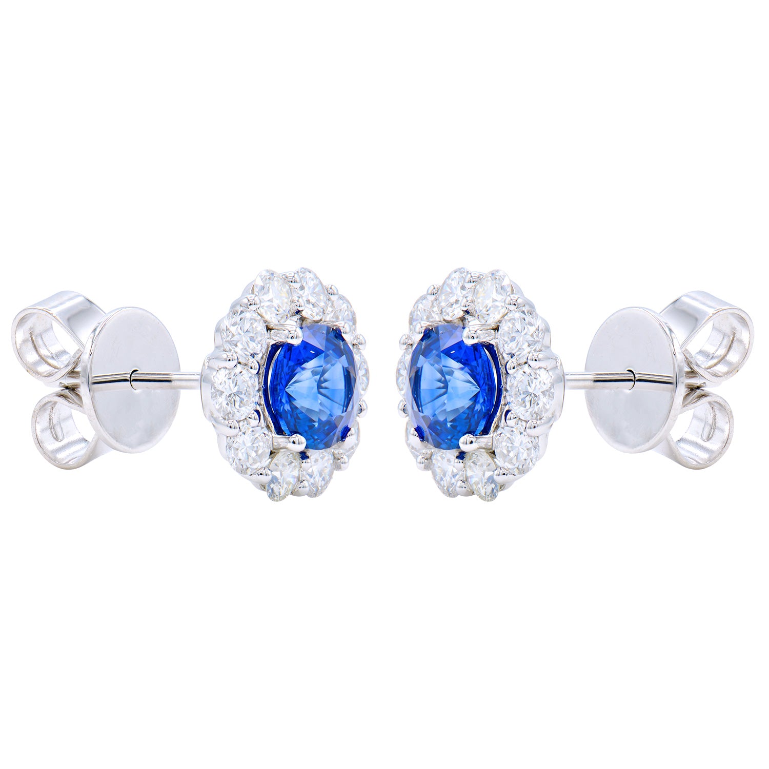 18K White Gold Blue Sapphire Earrings, 1.19ct