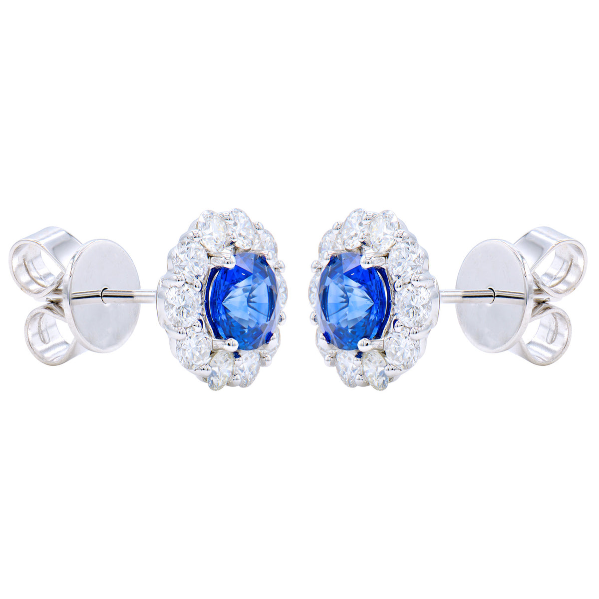 18K White Gold Blue Sapphire Earrings, 1.19ct