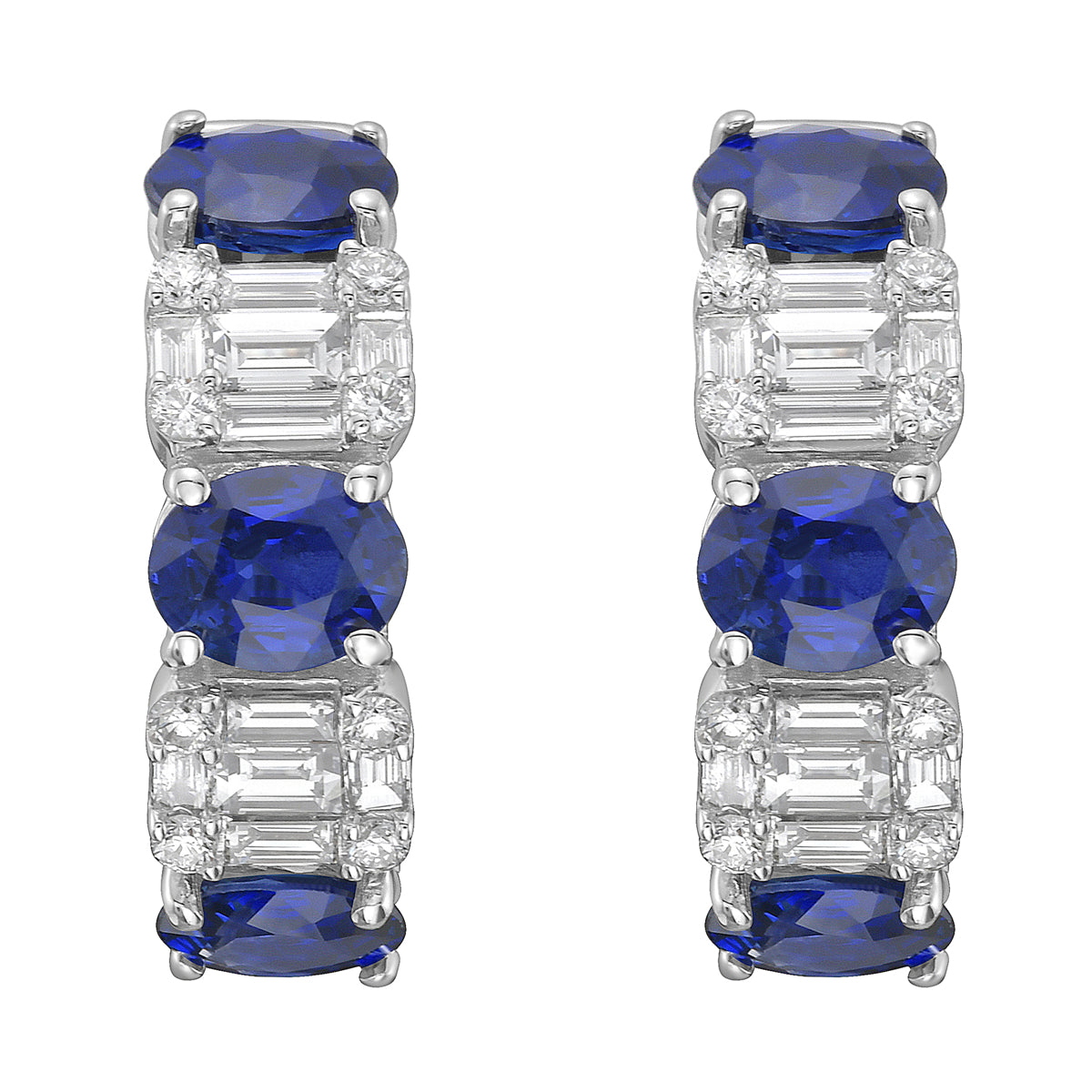 SE053872 - Earring 18KW/6.16G 6SAPP-2.78CT 16RD-0.15CT 20BD-0.53CT