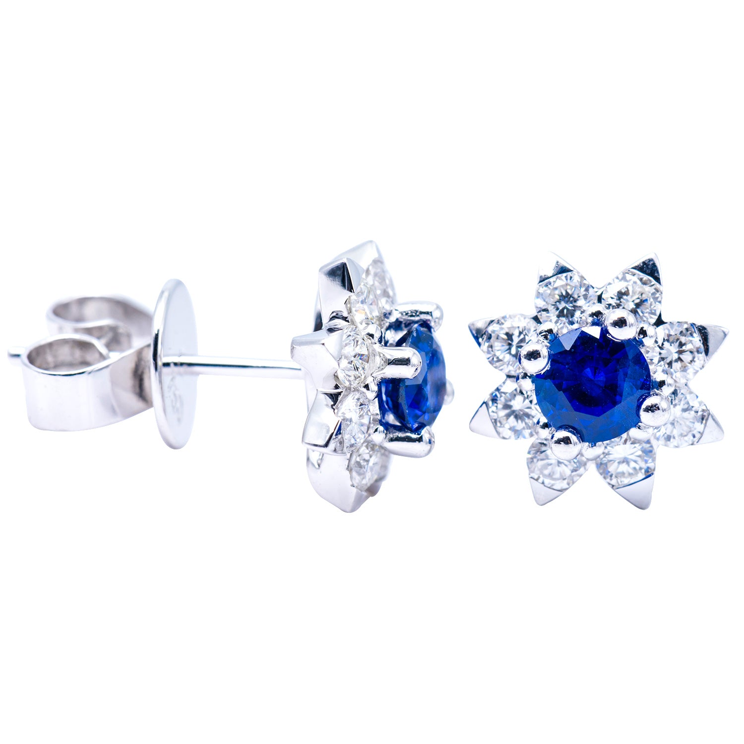 18KW Blue Sapphire Stud Earrings