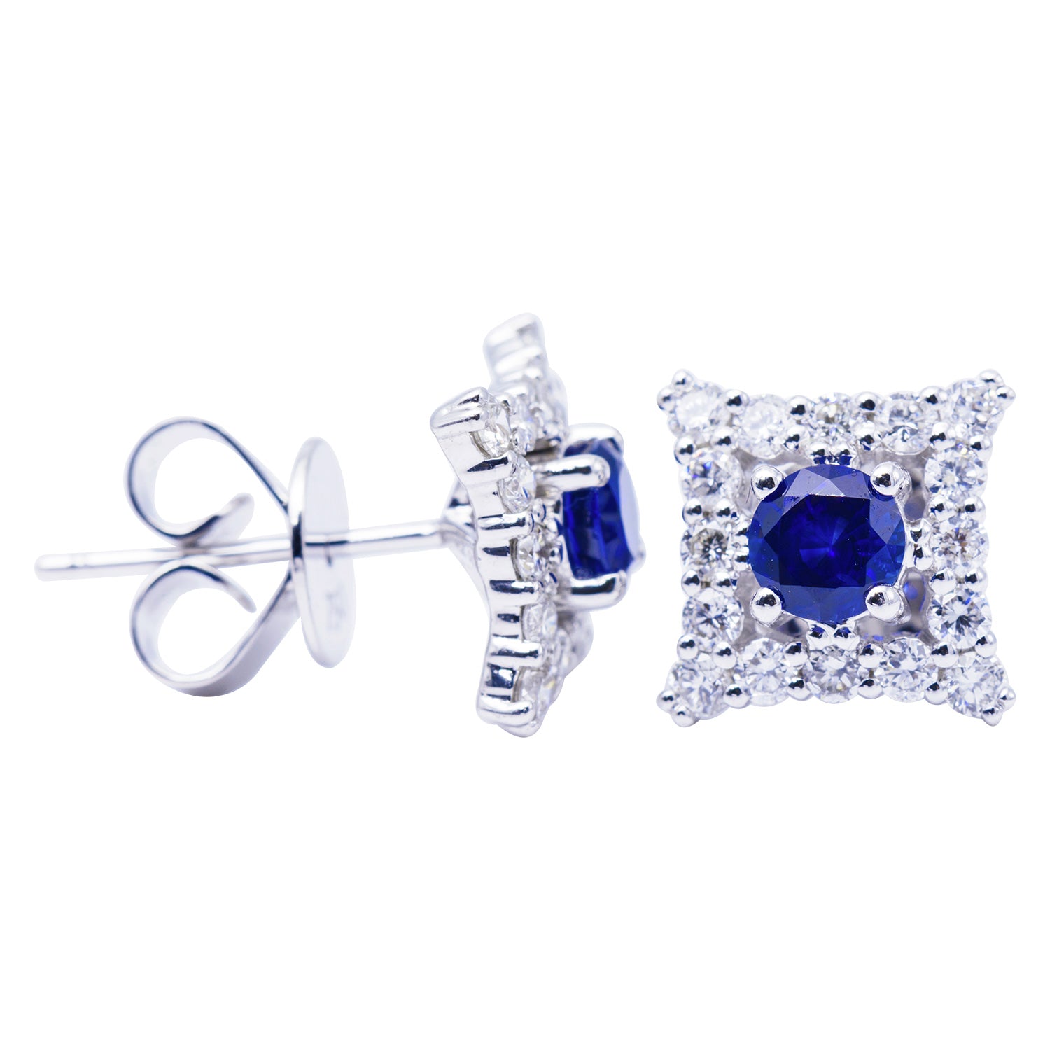 18KW Blue Sapphire Stud Earrings