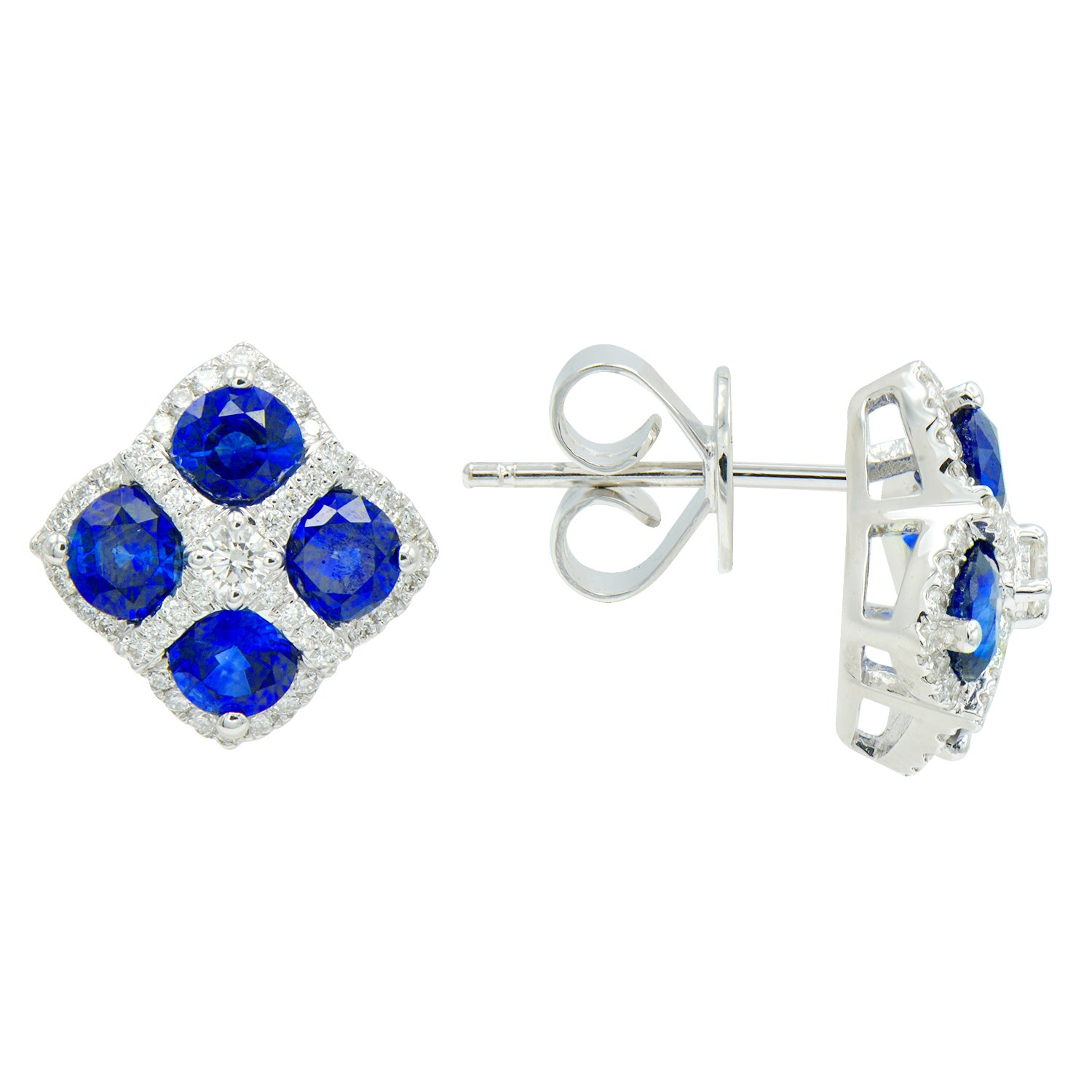 18K White Gold Blue Sapphire Earrings, 2.5ct