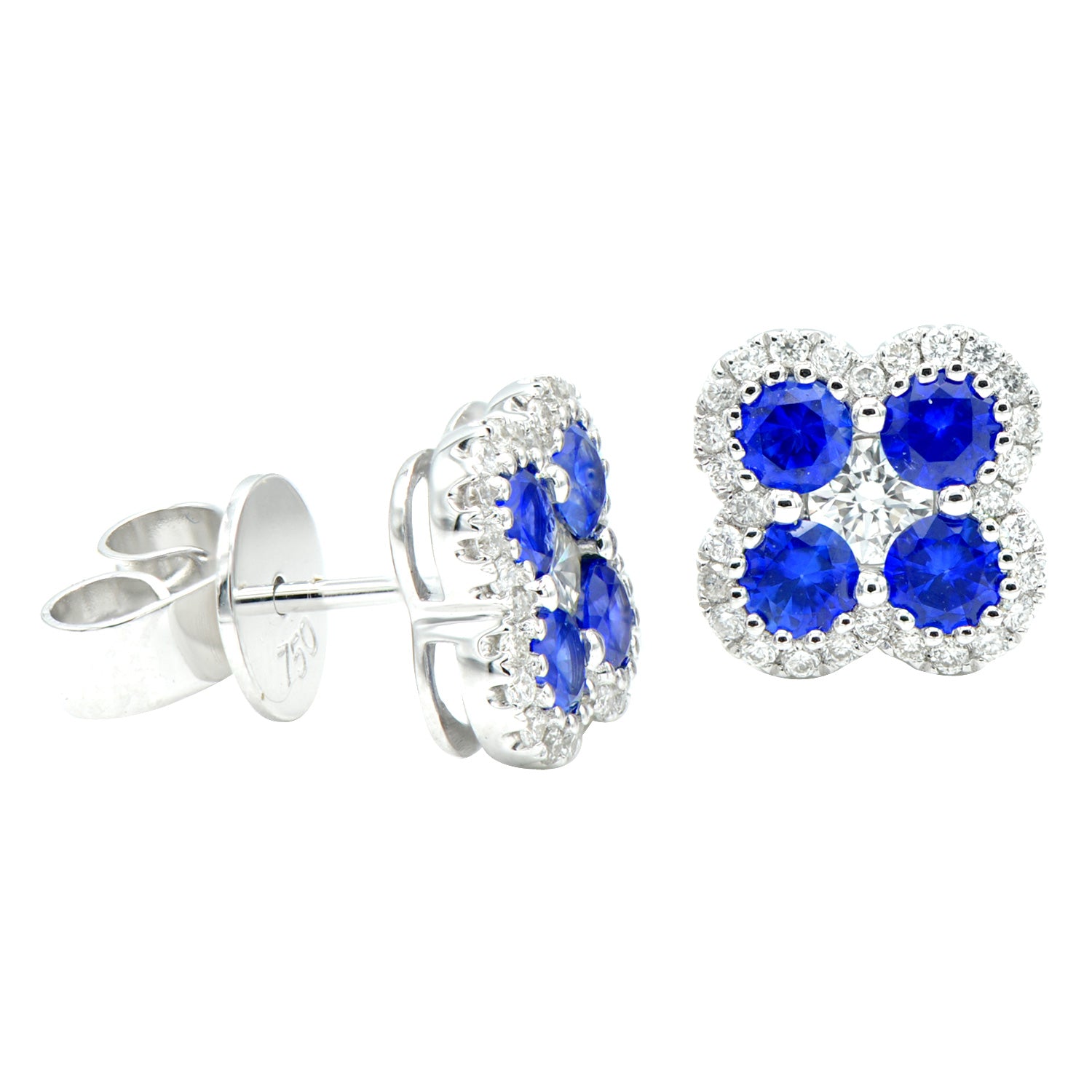 18KW Blue Sapphire Stud Earrings
