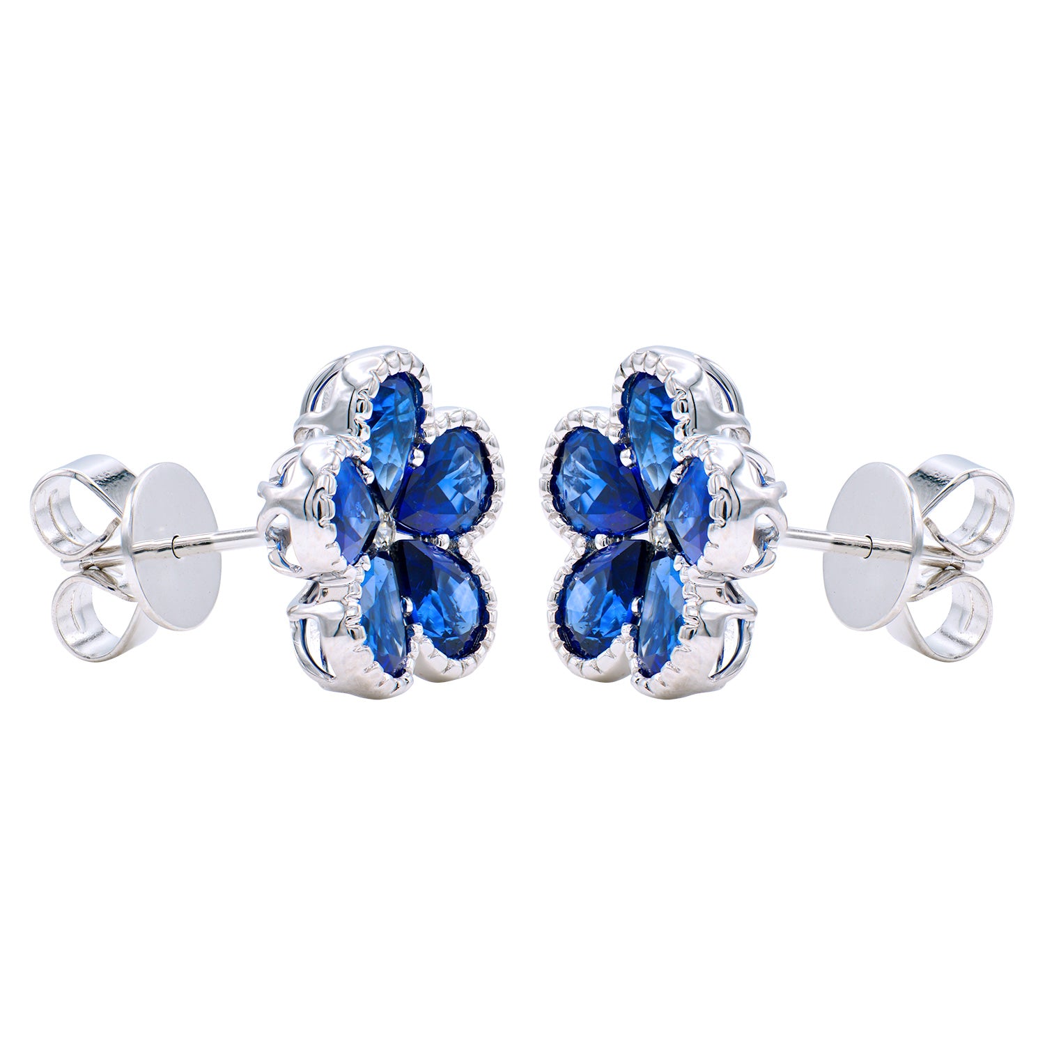 18K White Gold Blue Sapphire Earrings, 3.68ct