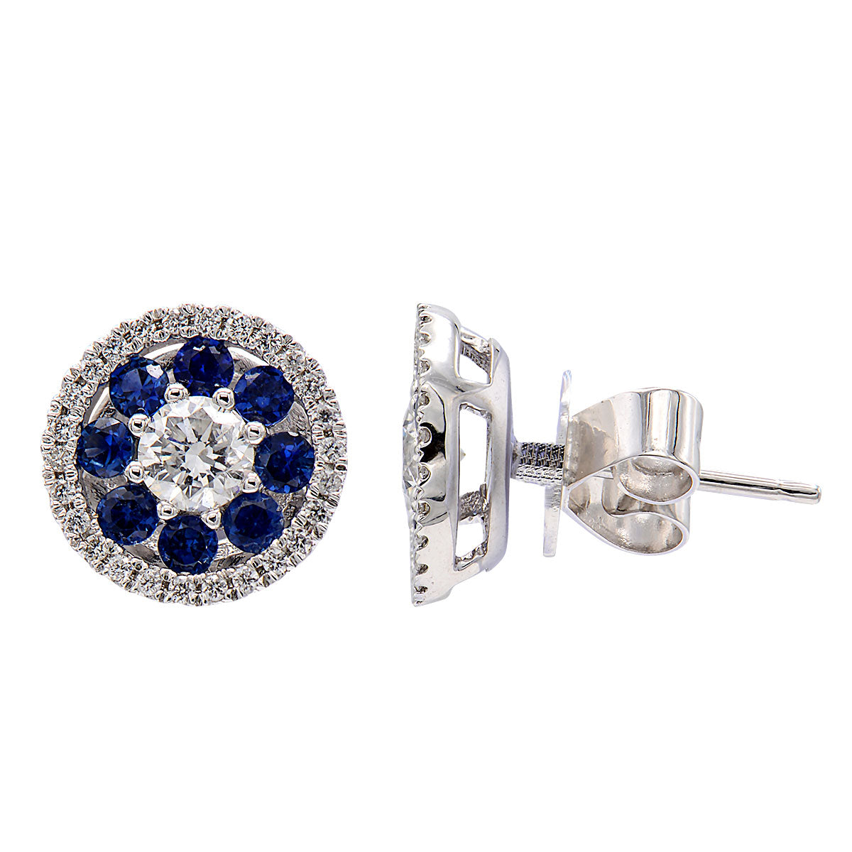 18K White Gold Blue Sapphire Earrings, 0.54ct