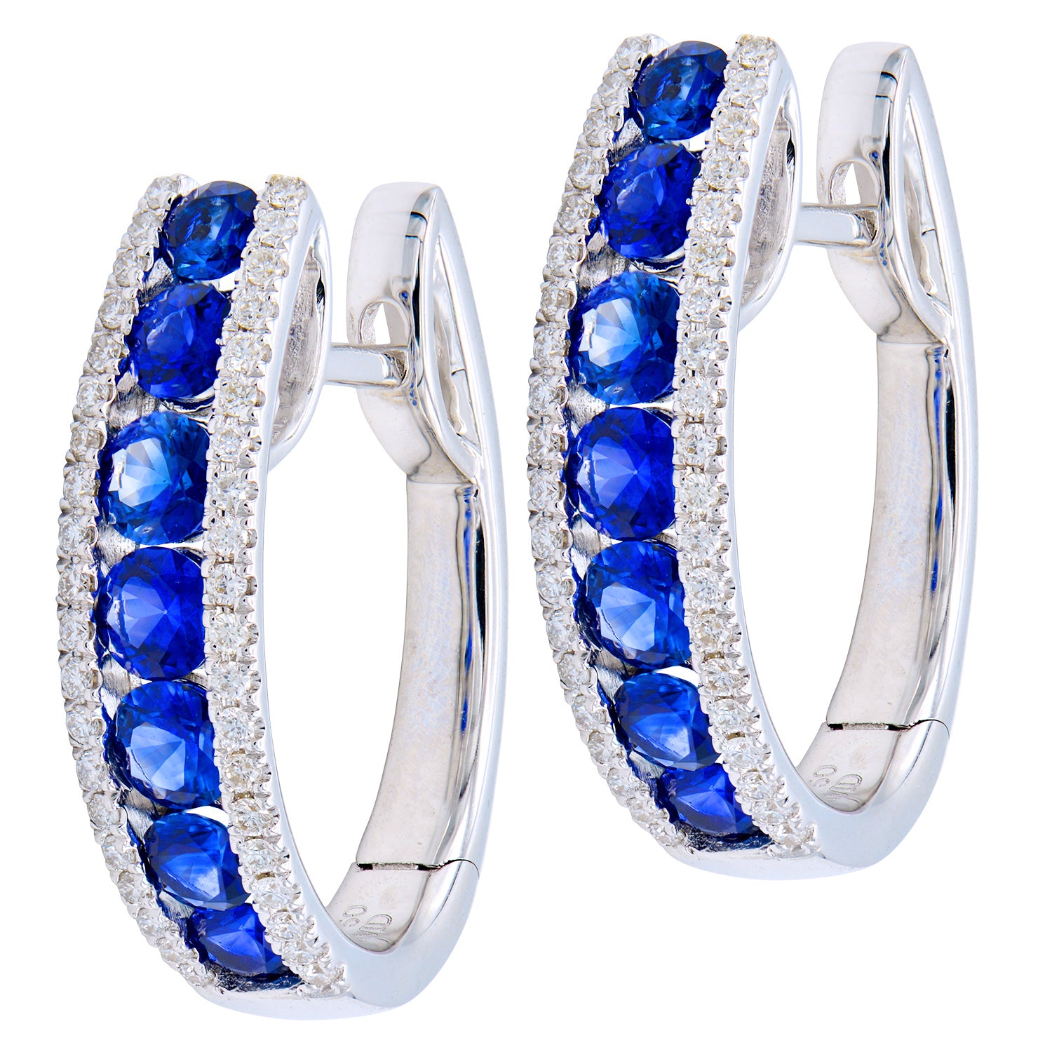 18K White Gold Blue Sapphire Earrings, 1.63ct