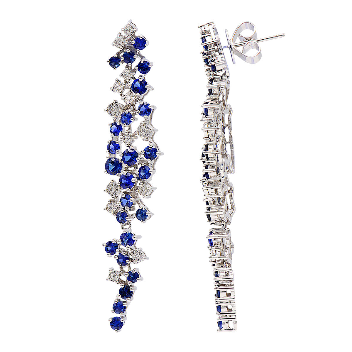 18KW Blue Sapphire Hanging Earrings