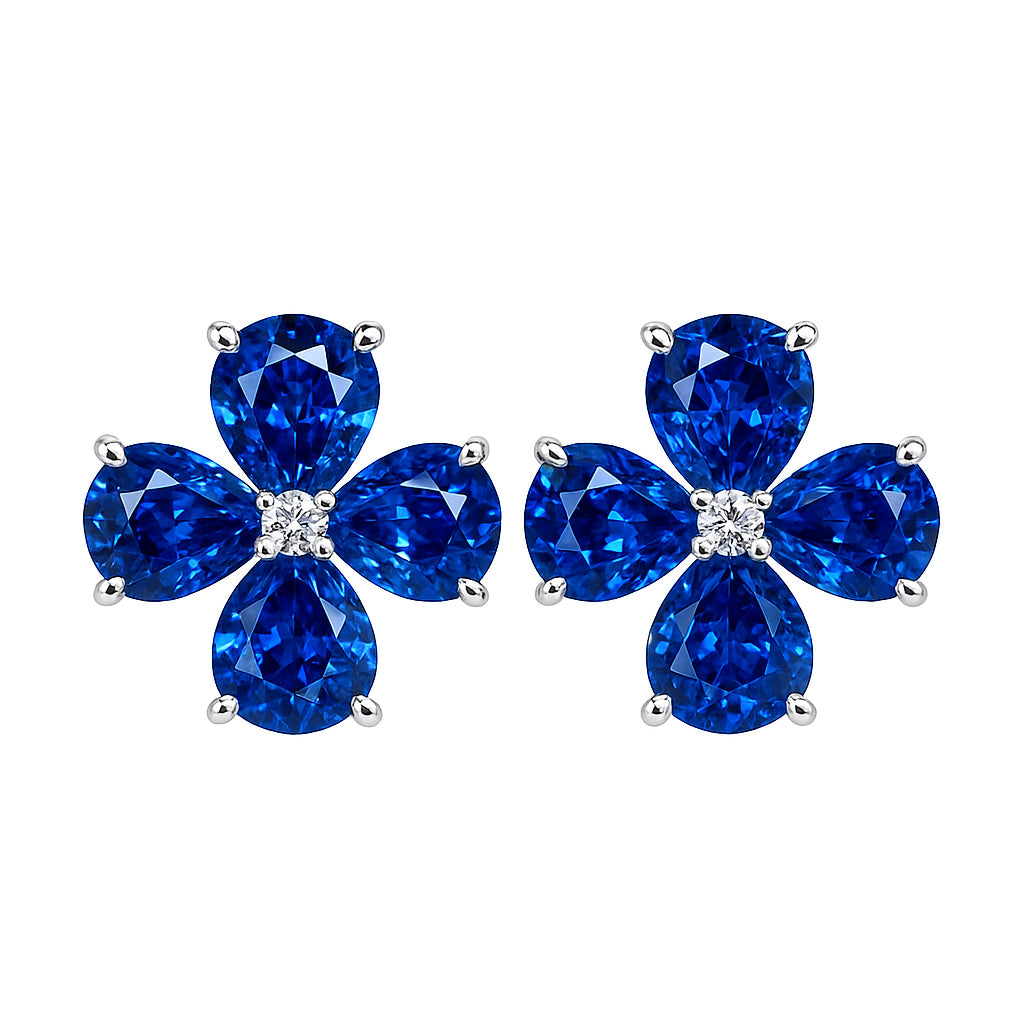 SE055118 - Earrings 18KW/2.2G 8SAPP-1.45CT 2RD-0.01CT