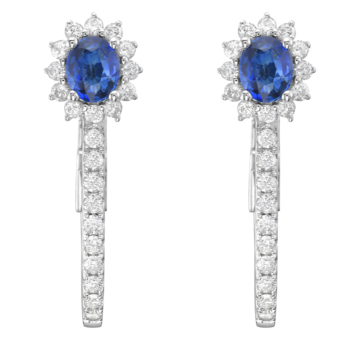 18K White Gold Blue Sapphire Earrings, 0.87ct