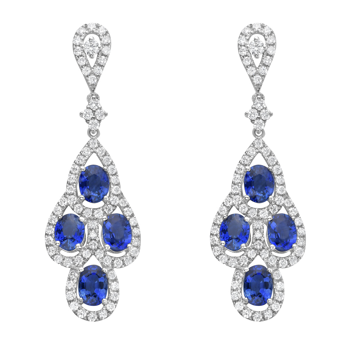 SE056108 - Earrings 18KW/4.6G 8SAPP-3.75CT 136RD-1.08CT