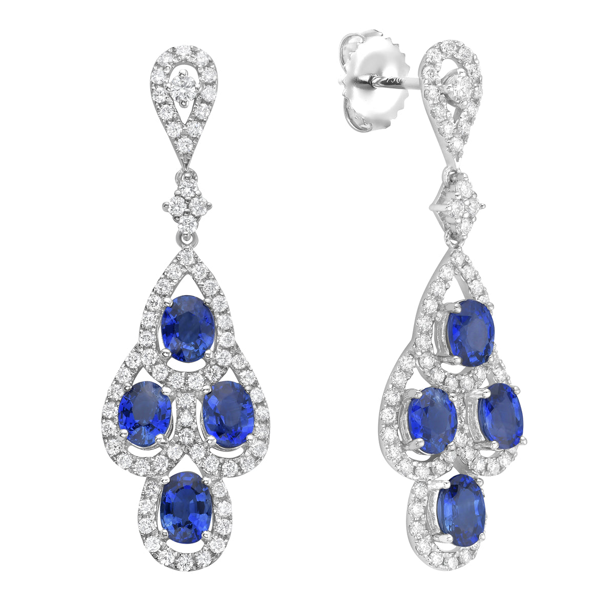 SE056108 - Earrings 18KW/4.6G 8SAPP-3.75CT 136RD-1.08CT