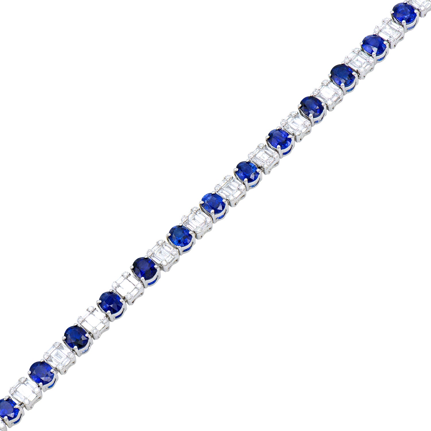 18K White Gold Blue Sapphire Necklace, 22.62ct