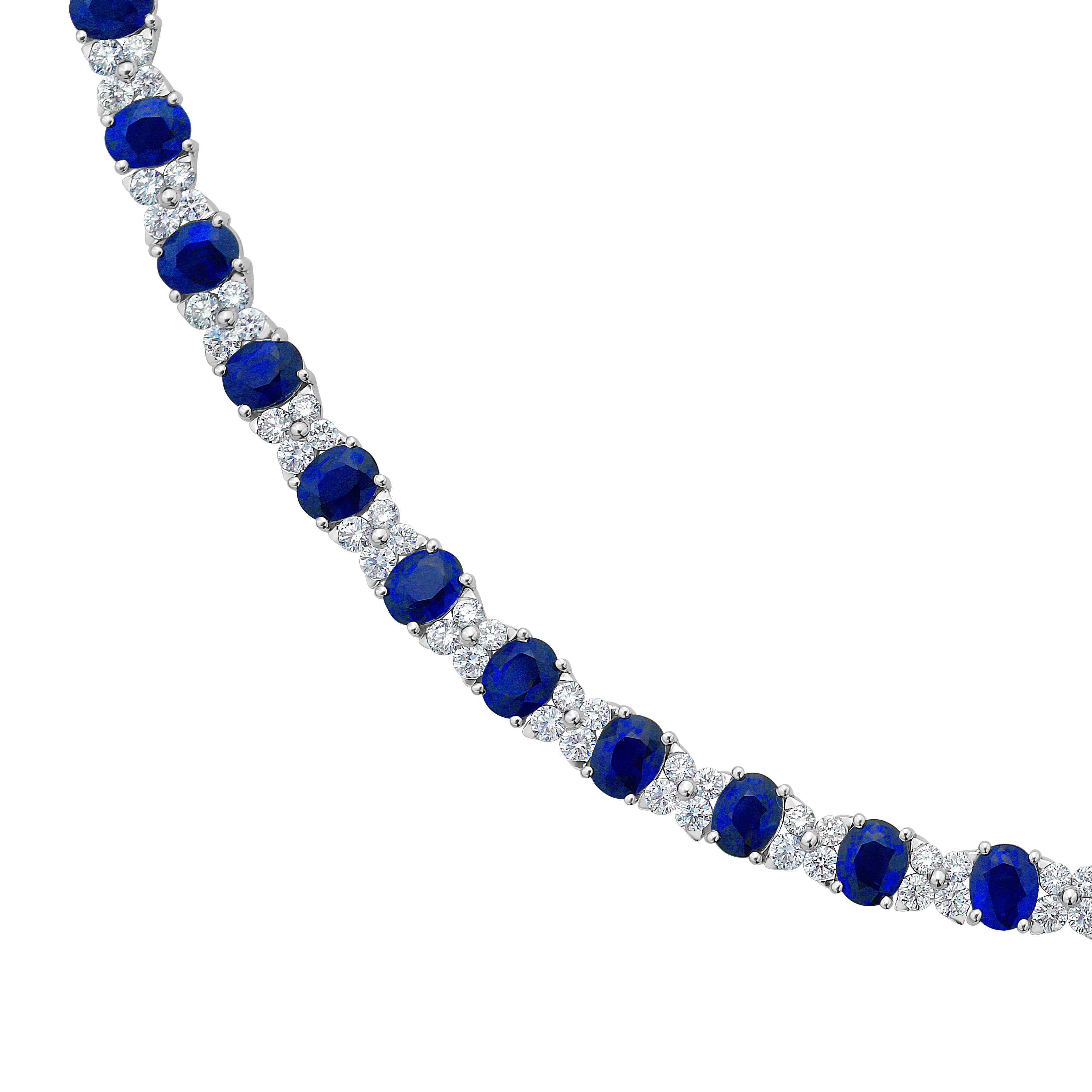 Handmade 18K White Gold Blue Sapphire Necklace, 24.77ct