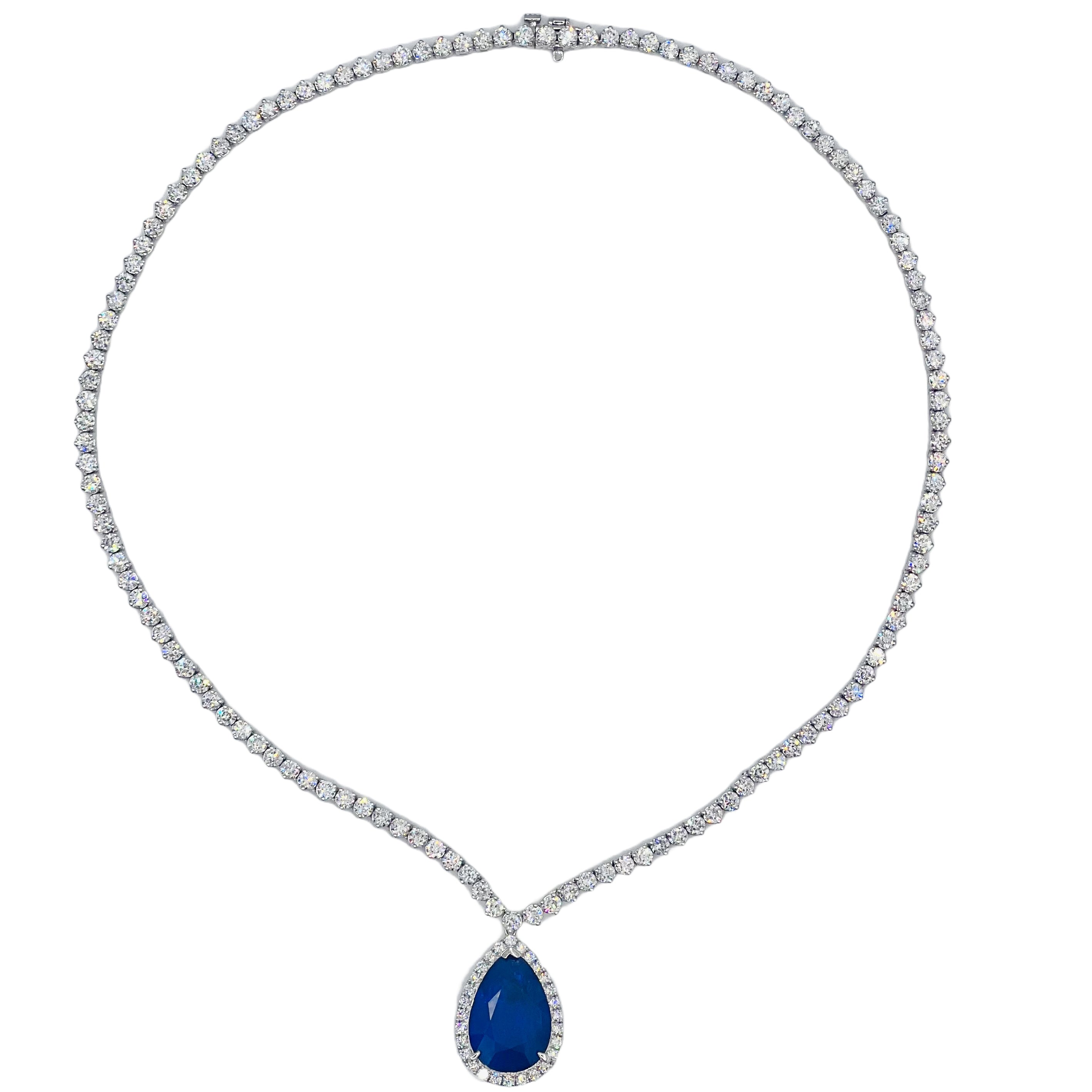 SN055858 - Necklace 18KW 1SAPP-17.546CT 28RD-0.79CT 129RD-11.6CT