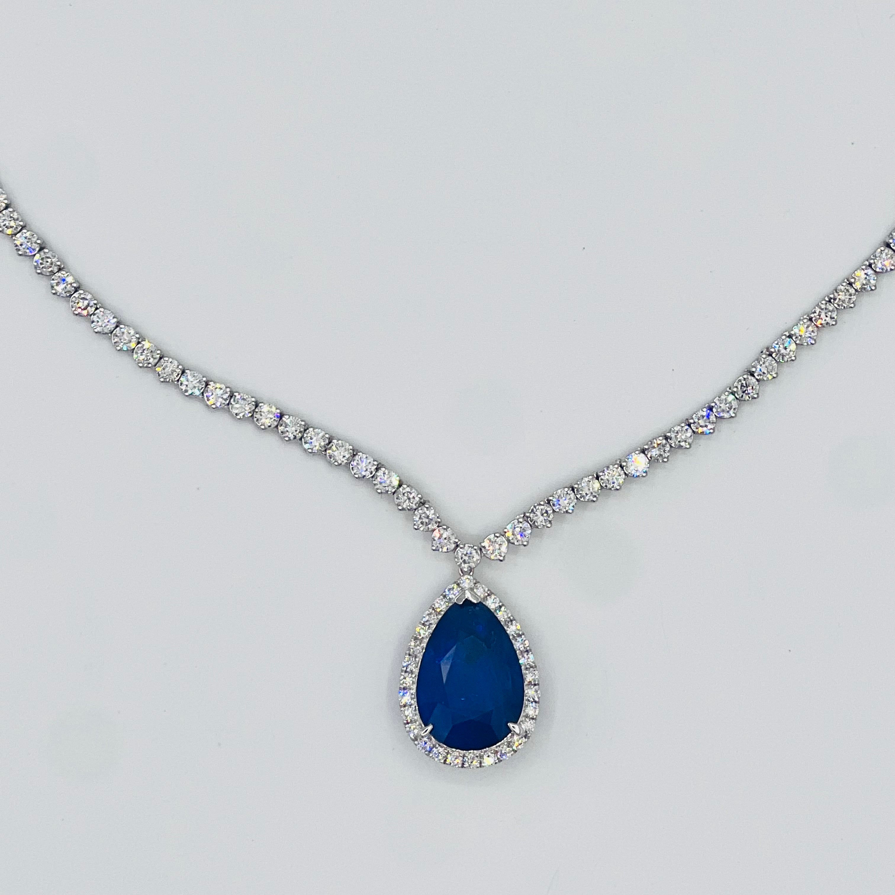 SN055858 - Necklace 18KW 1SAPP-17.546CT 28RD-0.79CT 129RD-11.6CT