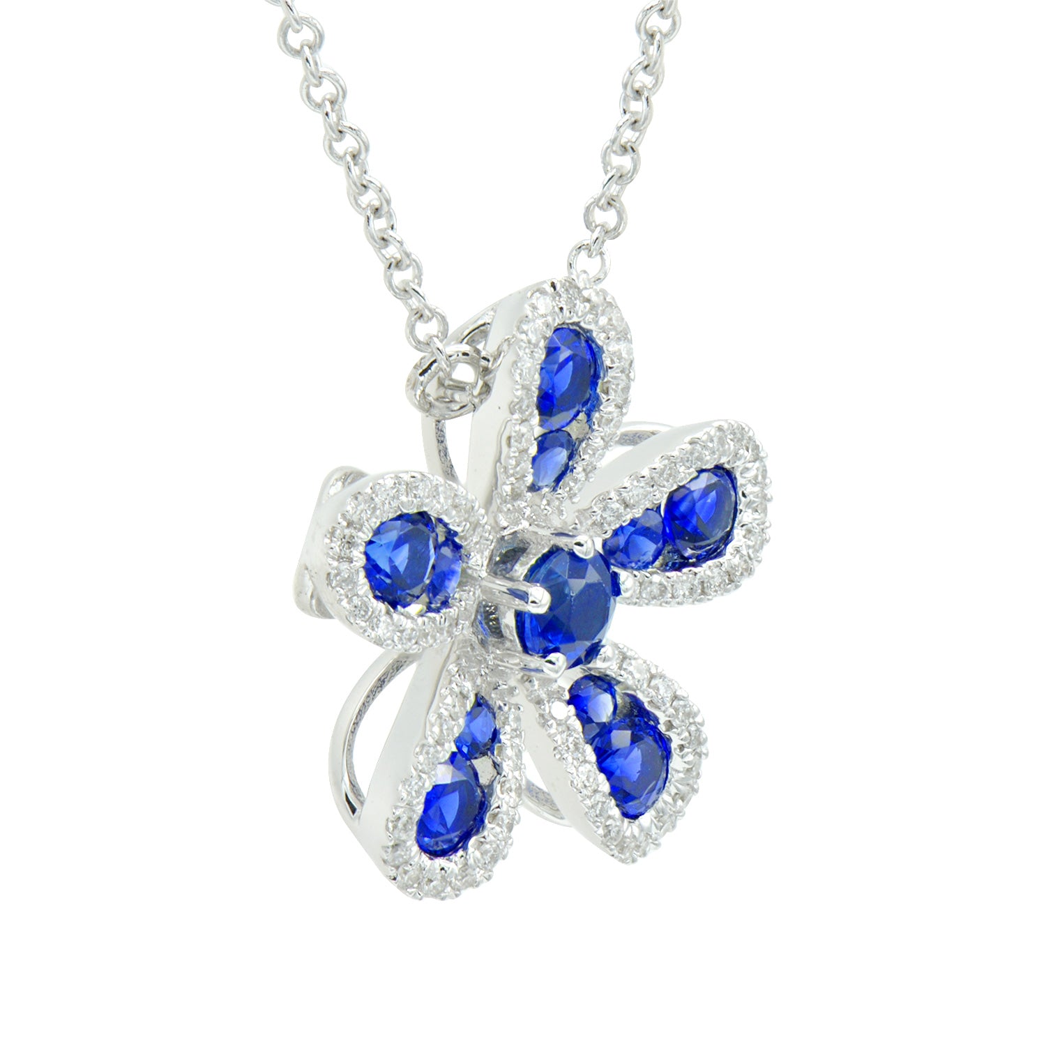 18K White Gold Blue Sapphire Pendant, 0.51ct