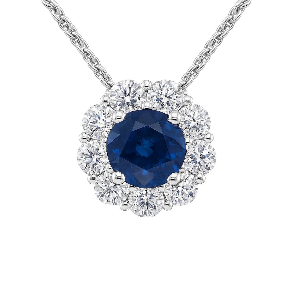 SP053624B - Necklace 18KW/0.6G 1SAPP-0.94CT 10RD-0.37CT W/CHAIN