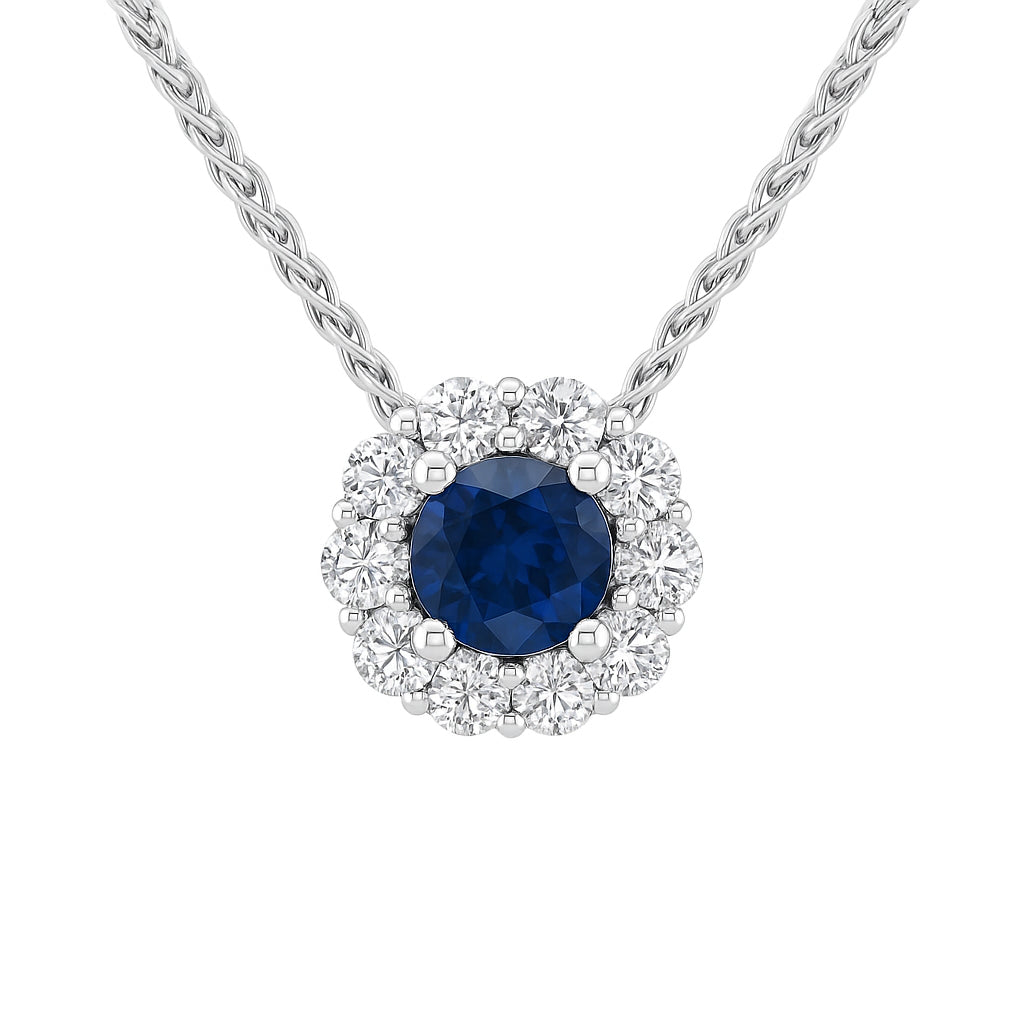SP053624C - Necklace 18KW/0.6G 1SAPP-0.47CT 10RD-0.30CT W/CHAIN