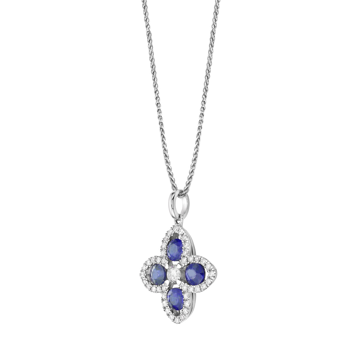 14K White Gold Blue Sapphire Pendant, 0.83ct