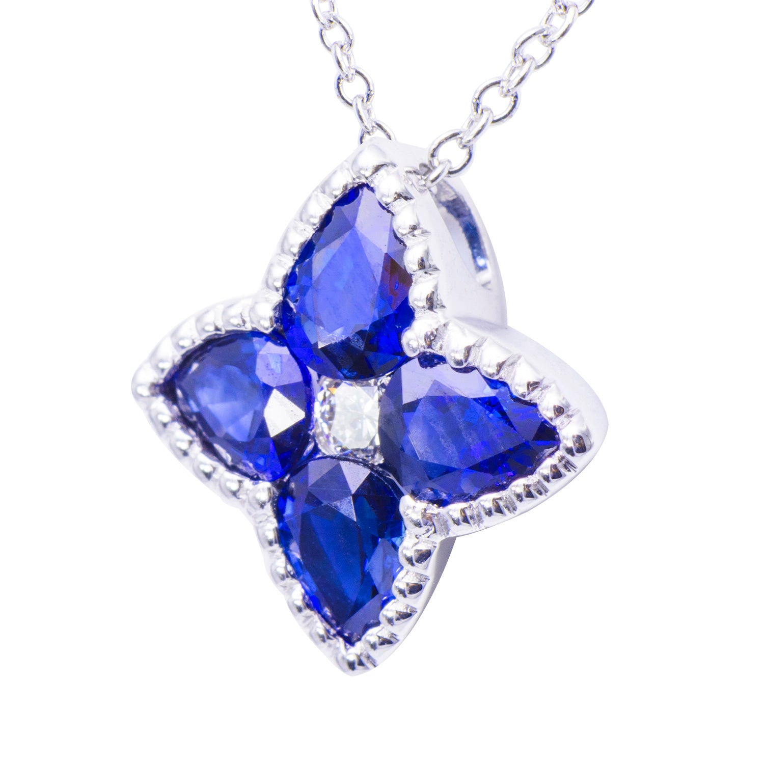 18K White Gold Blue Sapphire Pendant, 1.52ct