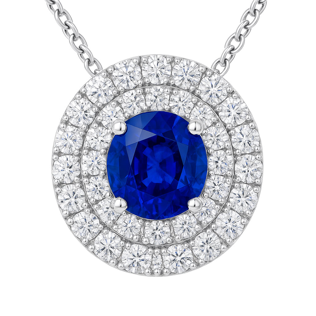18K White Gold Blue Sapphire Pendant, 0.72ct