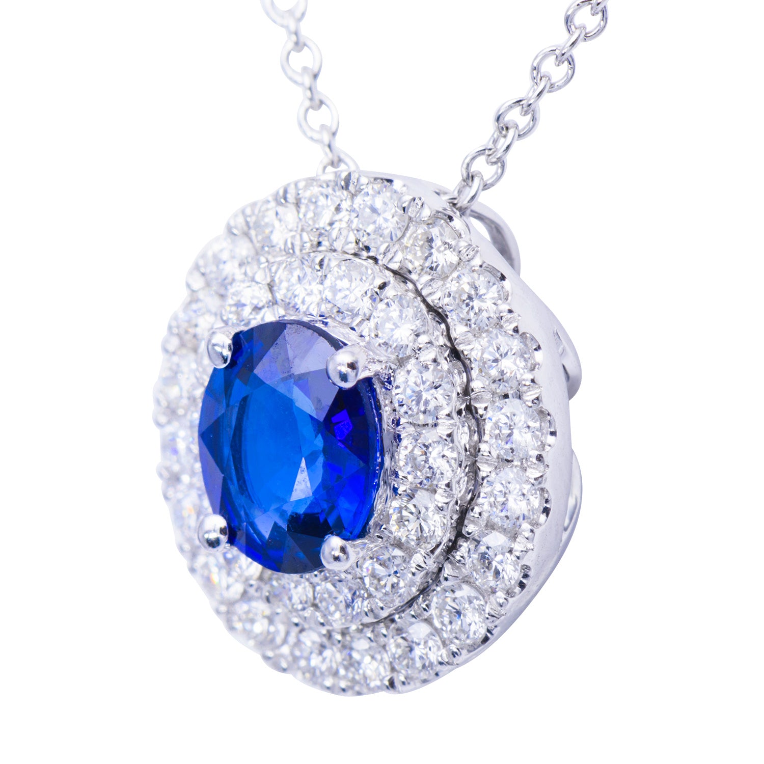 18K White Gold Blue Sapphire Pendant, 0.72ct