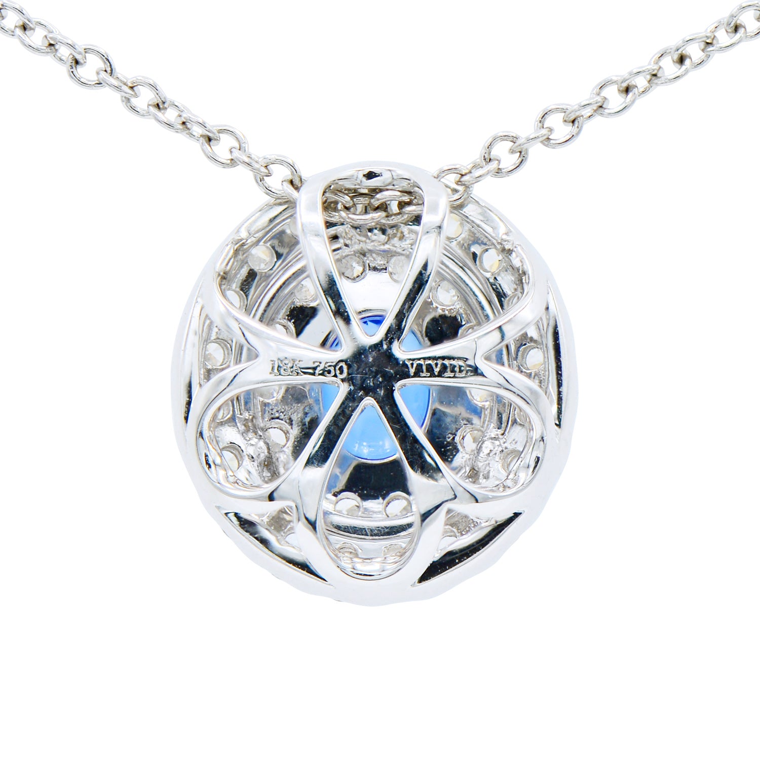 18K White Gold Blue Sapphire Pendant, 0.72ct