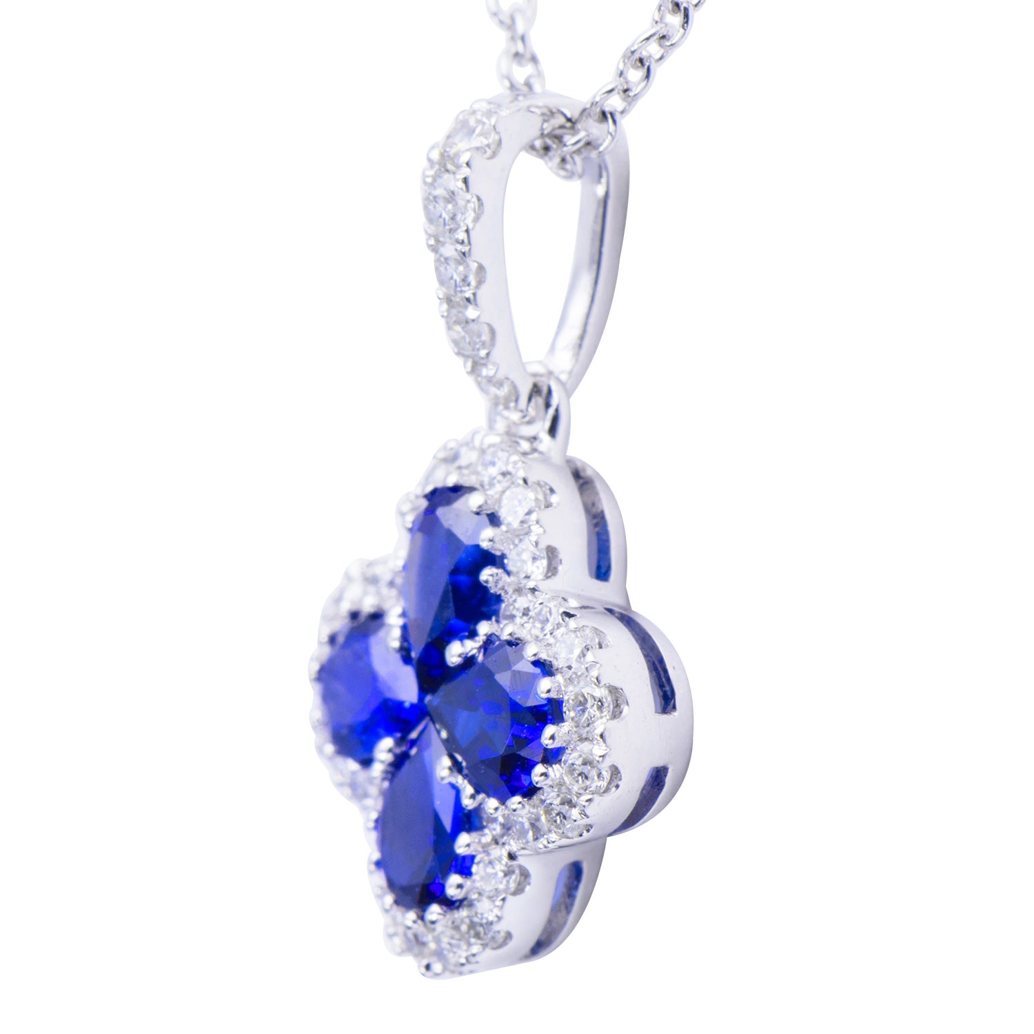18K White Gold Blue Sapphire Pendant, 8-9mm, 0.69ct