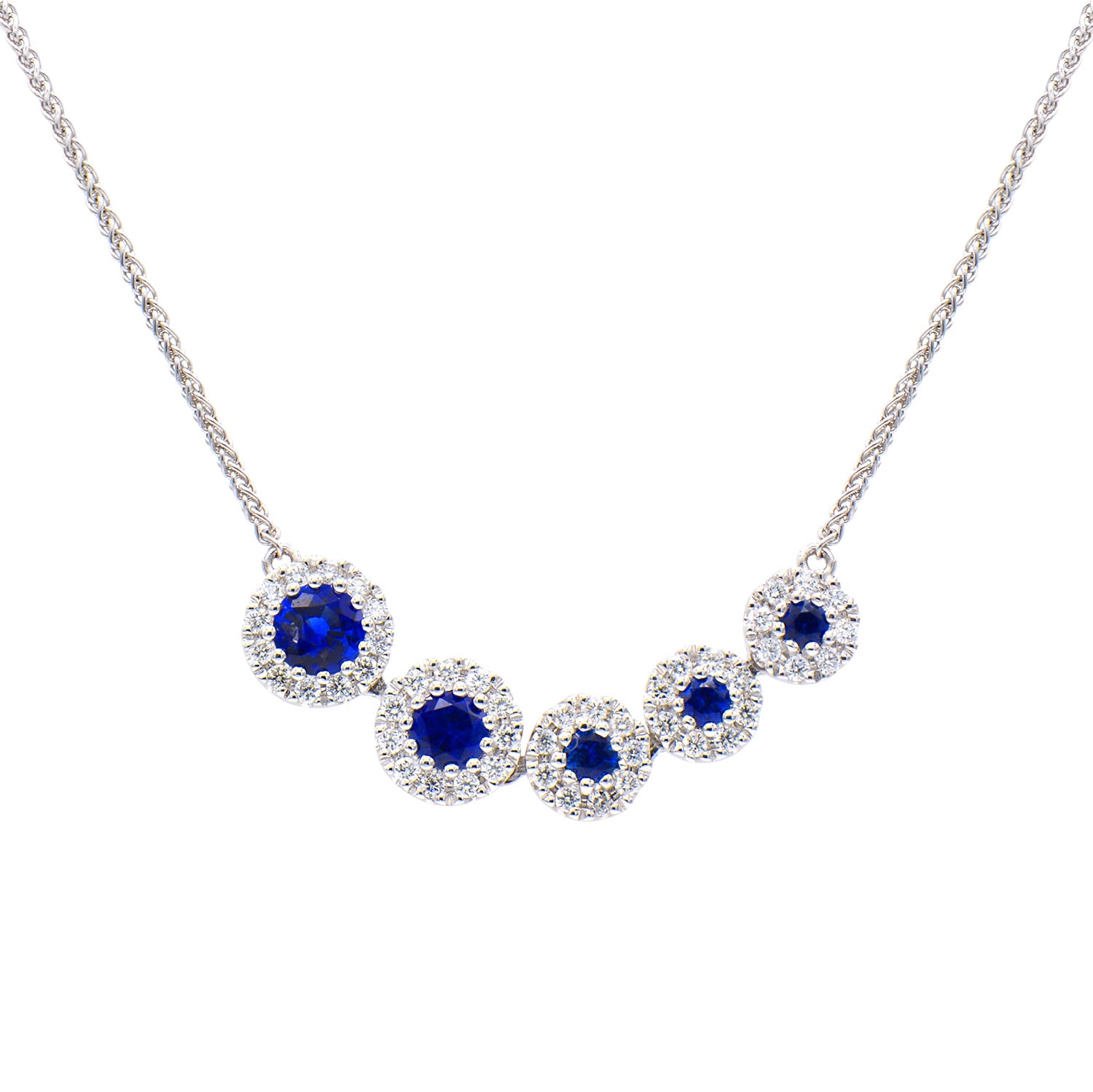 18K White Gold Blue Sapphire Pendant, 0.7ct