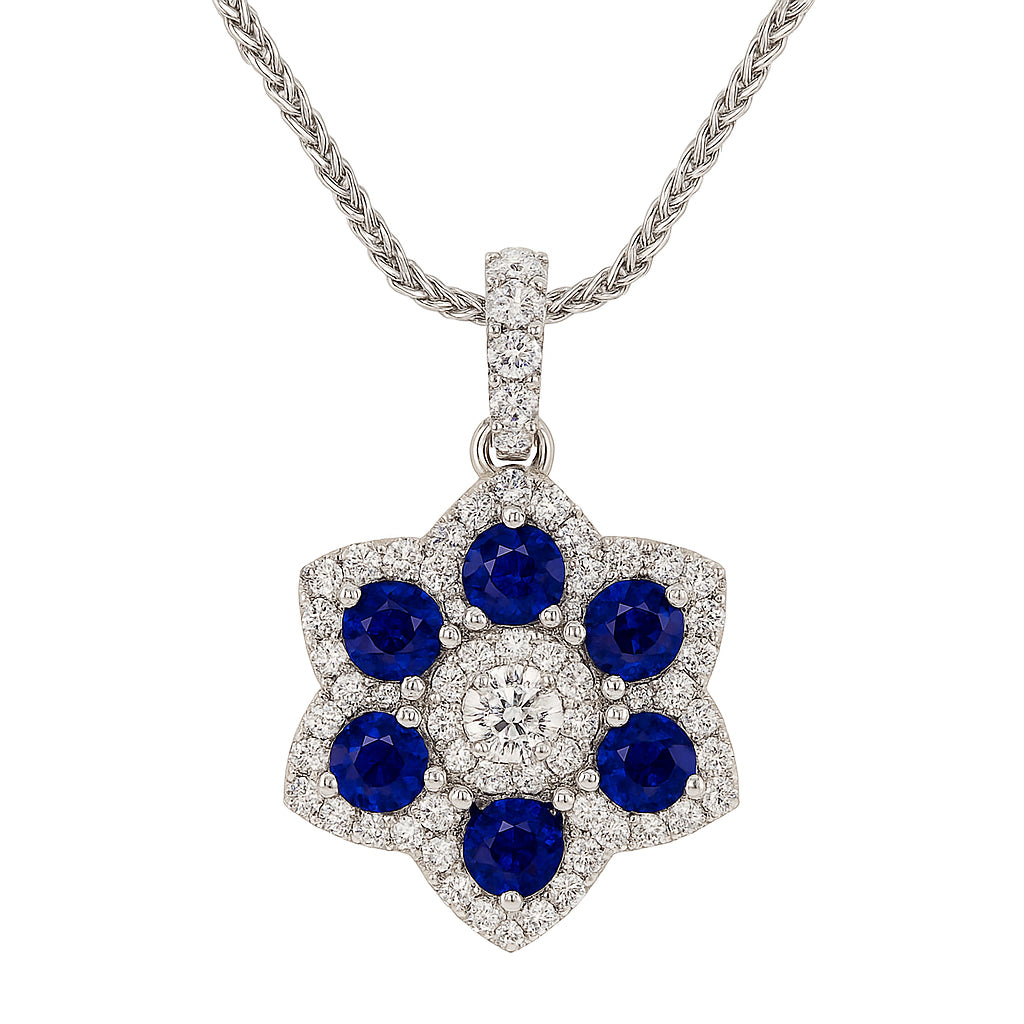 18K White Gold Blue Sapphire Pendant, 0.84ct