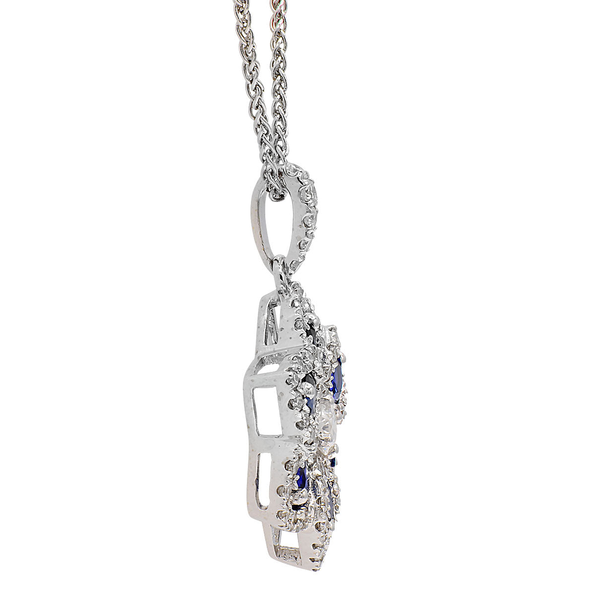 18K White Gold Blue Sapphire Pendant, 0.84ct