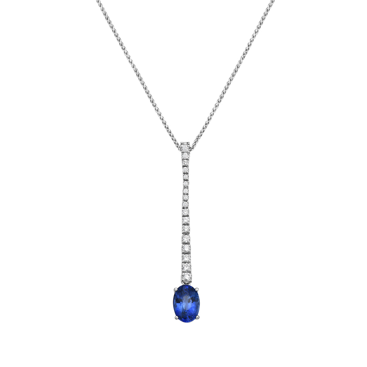 Handmade 18K White Gold Blue Sapphire Pendant, 3.4ct