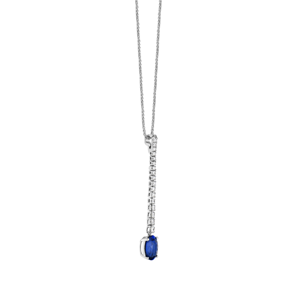 Handmade 18K White Gold Blue Sapphire Pendant, 3.4ct