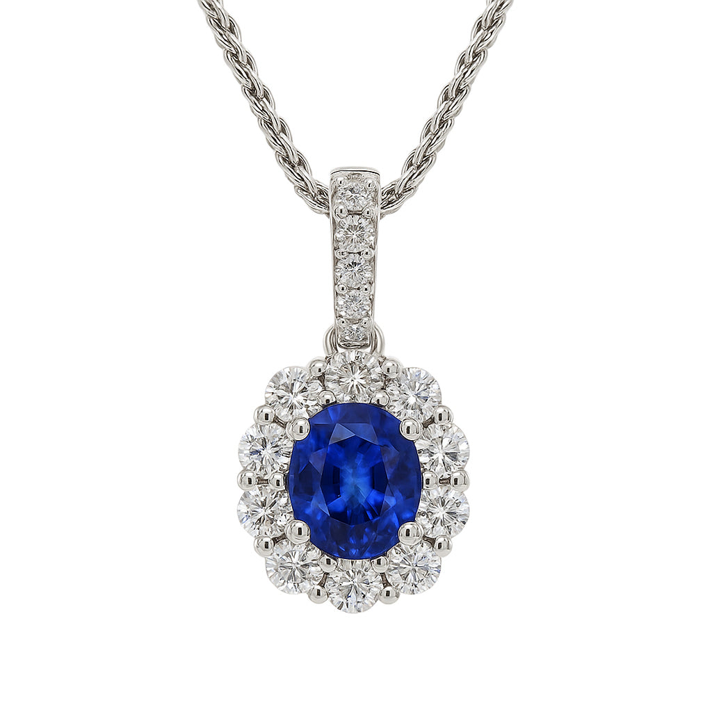 18K White Gold Blue Sapphire Pendant, 0.67ct