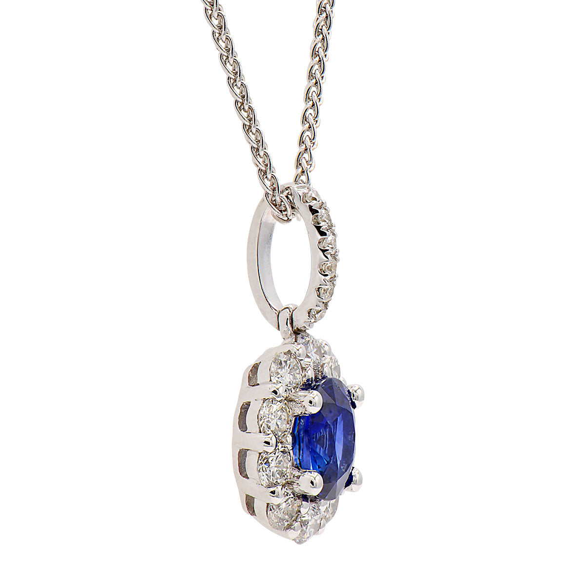 18K White Gold Blue Sapphire Pendant, 0.67ct
