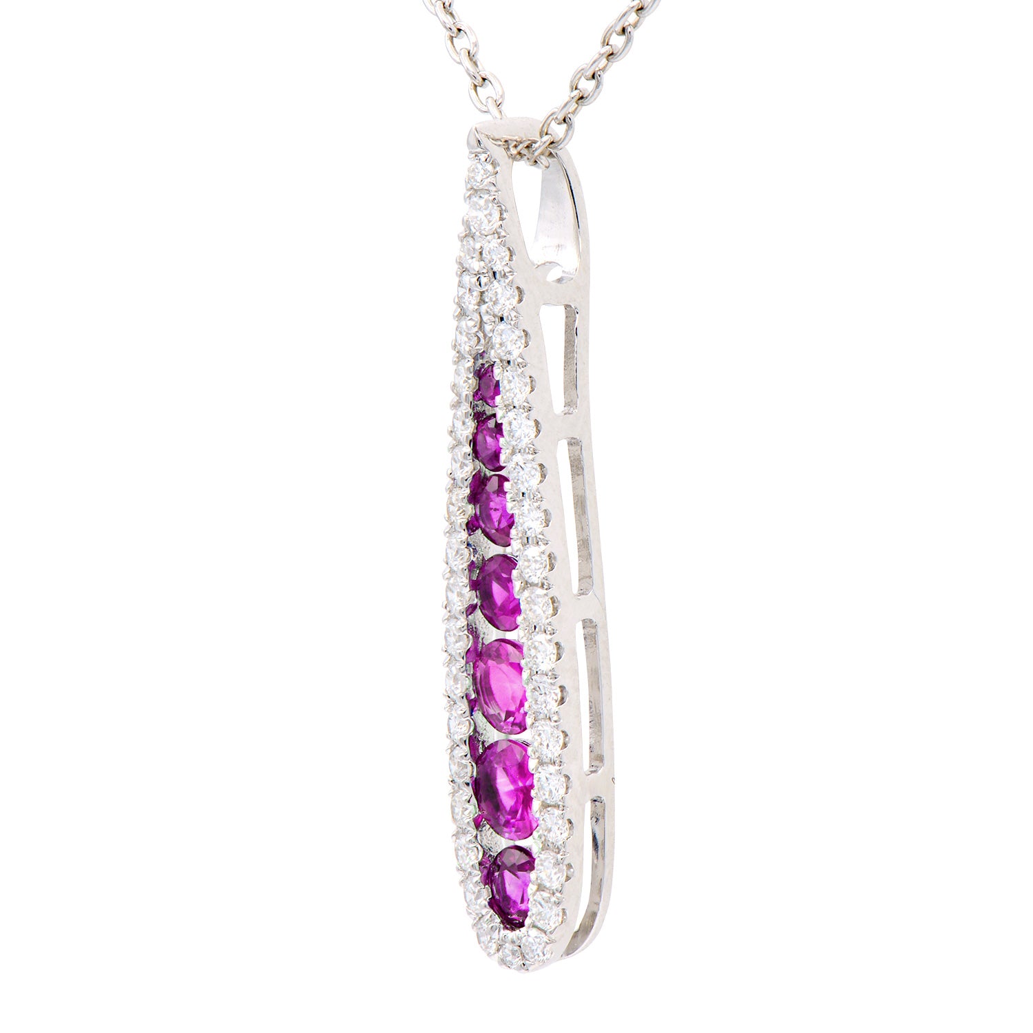 14K White Gold Pink Sapphire Pendant, 0.53ct