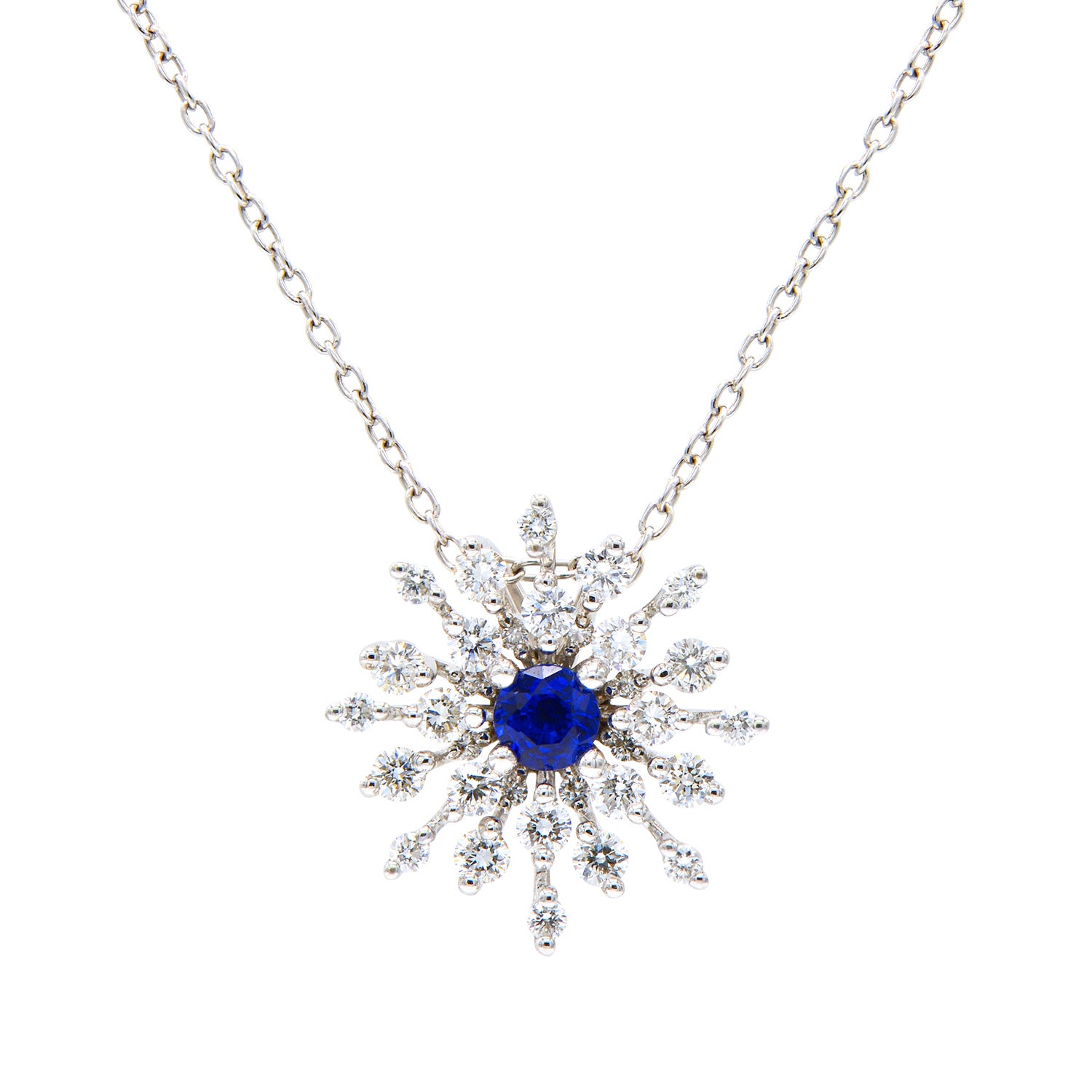 18K White Gold Blue Sapphire Pendant, 0.26ct