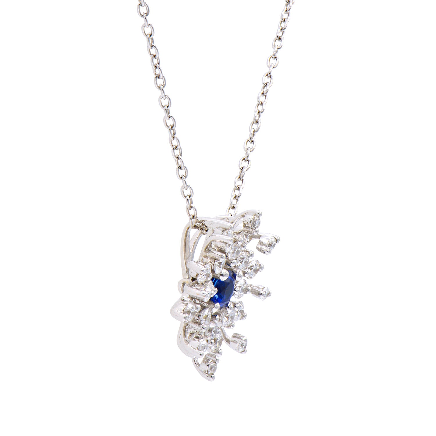 18K White Gold Blue Sapphire Pendant, 0.26ct