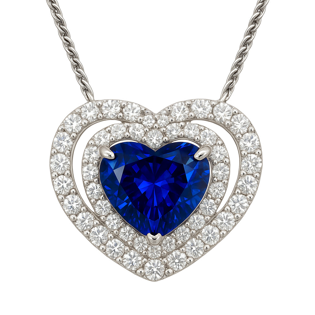 Handmade 18K White Gold Blue Sapphire Pendant, 2.01ct